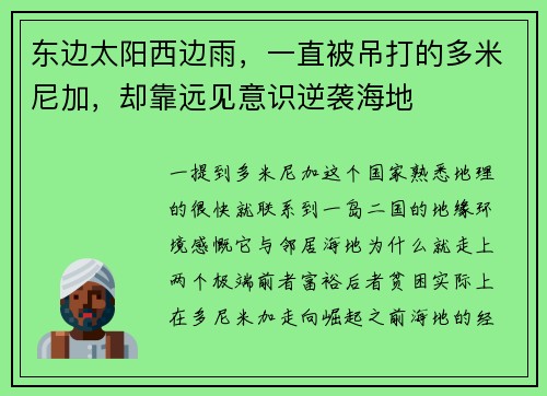 东边太阳西边雨，一直被吊打的多米尼加，却靠远见意识逆袭海地